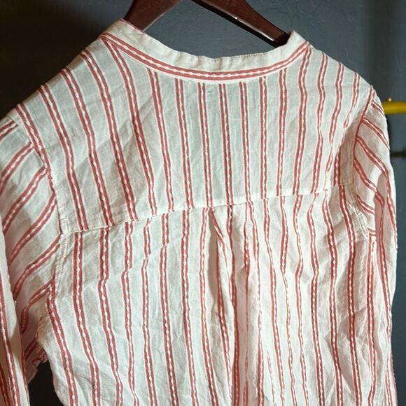 Abercrombie & Fitch Red and White Casual linen Shirt - Picture 6 of 7